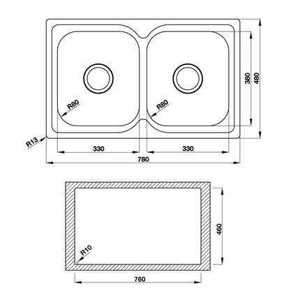Chậu inox Hafele HS19-SSN2R90