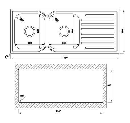 Chậu inox Hafele HS19-SSD2R90