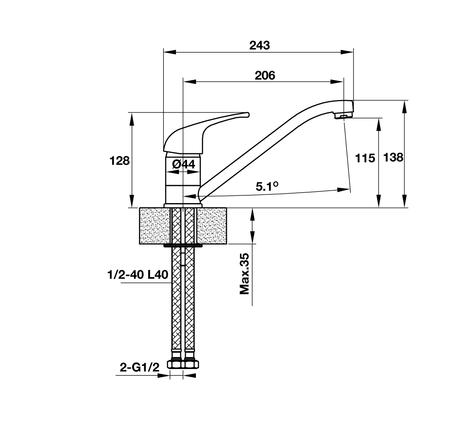 Vòi bếp Hafele HT19-CH1F135