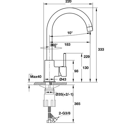 Vòi bếp Hafele HT19-CH1F220
