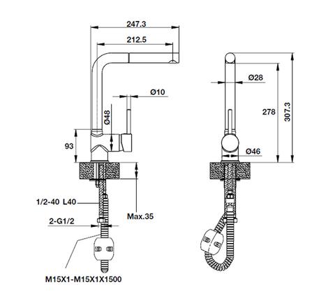Vòi bếp Hafele HT19-GH1P278