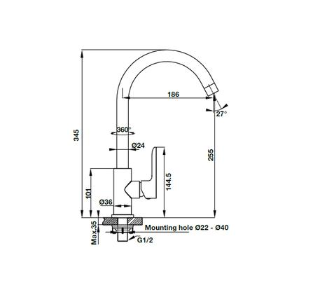 Vòi bếp Hafele HT19-CC1F255