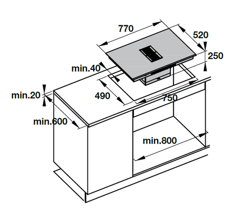 Bếp từ kết hợp hút mùi 4 vùng nấu IHH77A