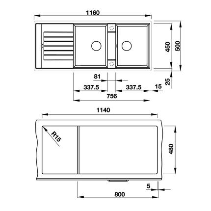 Chậu đá Blancozia 8S màu đen