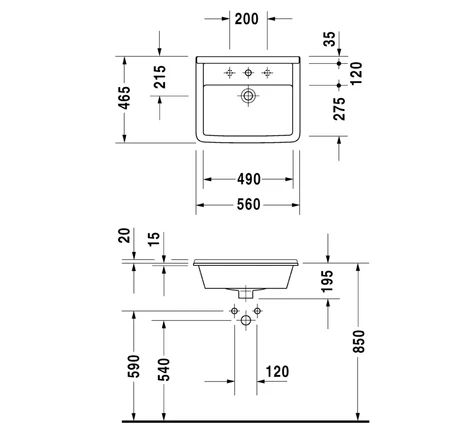Lavabo âm bàn vành nổi Starck 3
