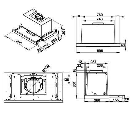 Máy hút mùi âm tủ mặt kính đen Hafele HH-TG90E