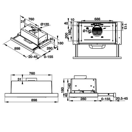 Máy hút mùi âm tủ Hafele HH-TI90D