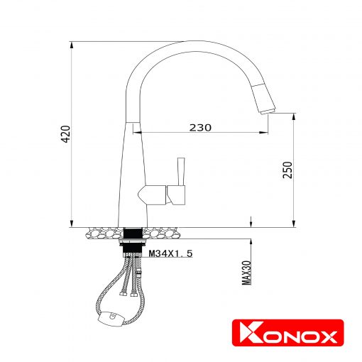 Vòi rửa bát rút dây KN1901C