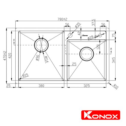 Overmount sink KN7847DO