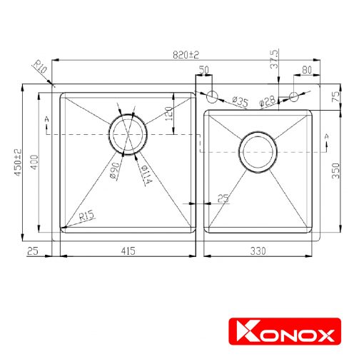 Overmount sink KN8245DO