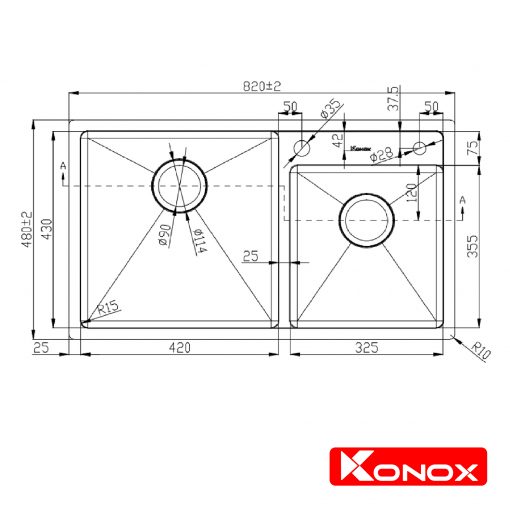 Overmount sink KN8248DO