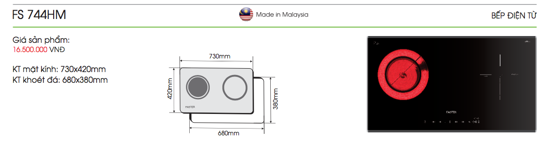 Bếp điện từ nhập khẩu Malaysia FS 744HM