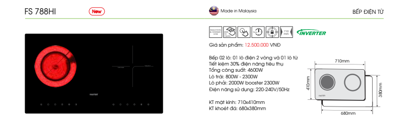 Bếp điện từ nhập khẩu Malaysia FS 788HI