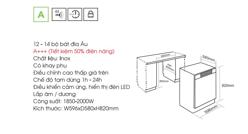 MÁY RỬA BÁT ECO 6314S