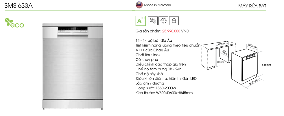 Máy rửa bát SMS 633A