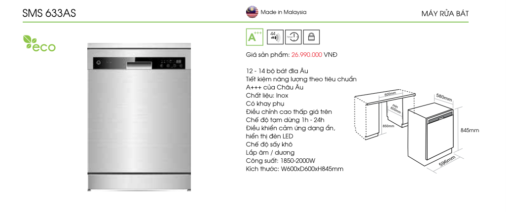 Máy rửa bát SMS 633AS