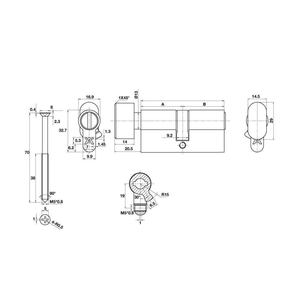 Ruột khóa cửa WC