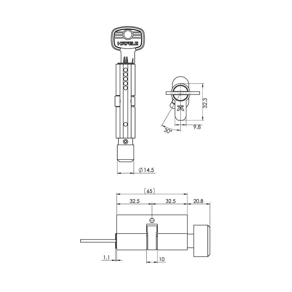 Ruột khóa cửa đi 65mm