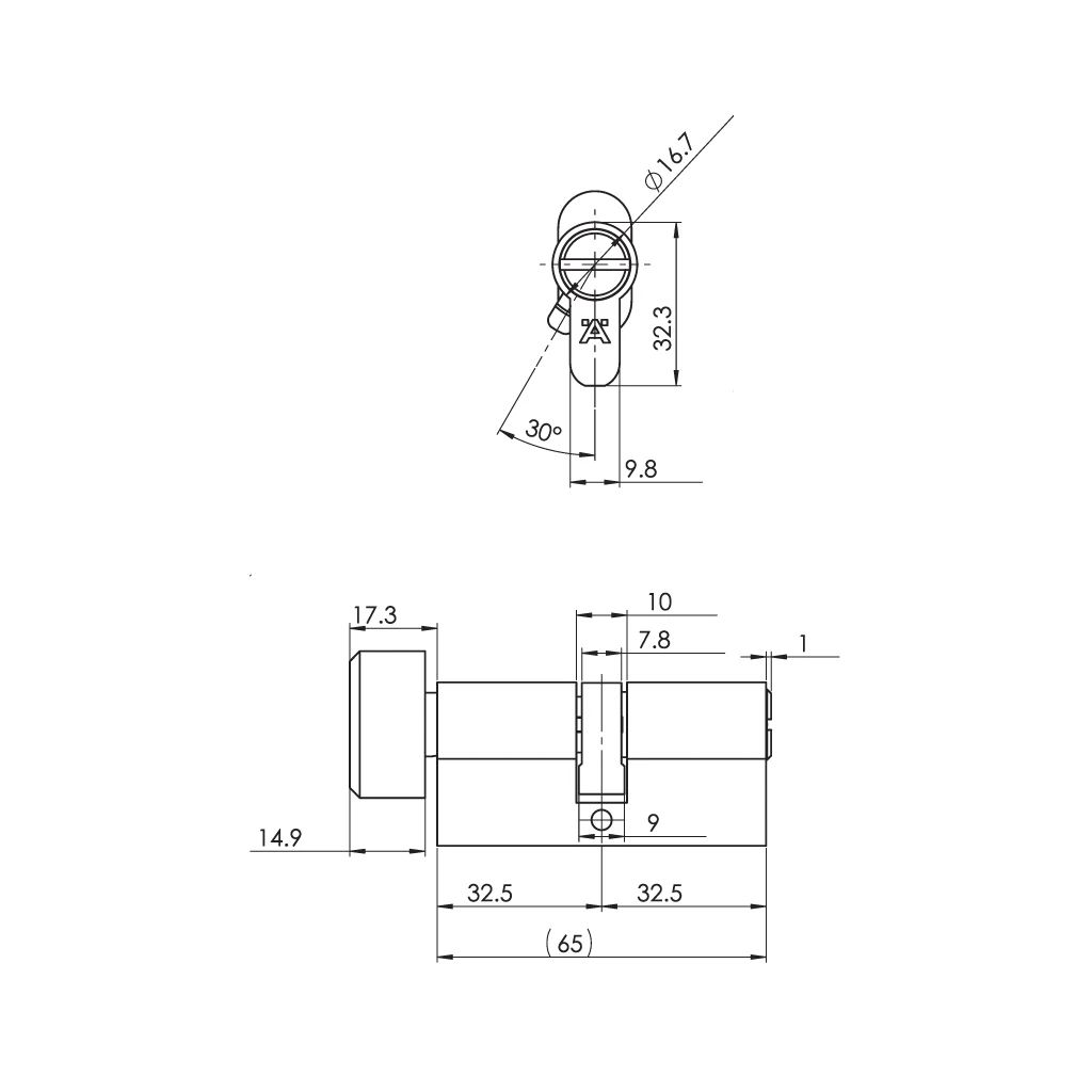Ruột khóa toilet 65mm