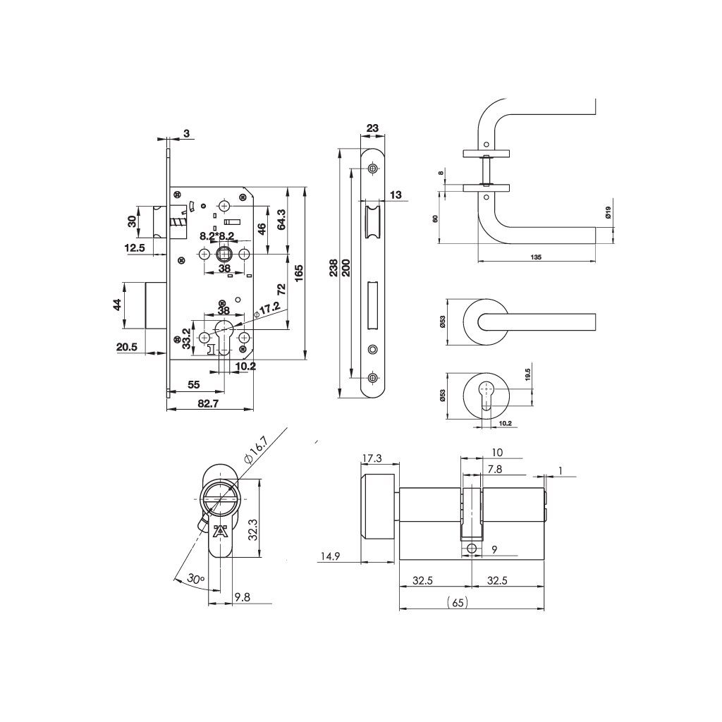 Bộ tay nắm nắp chụp tròn của đi kiểu G1