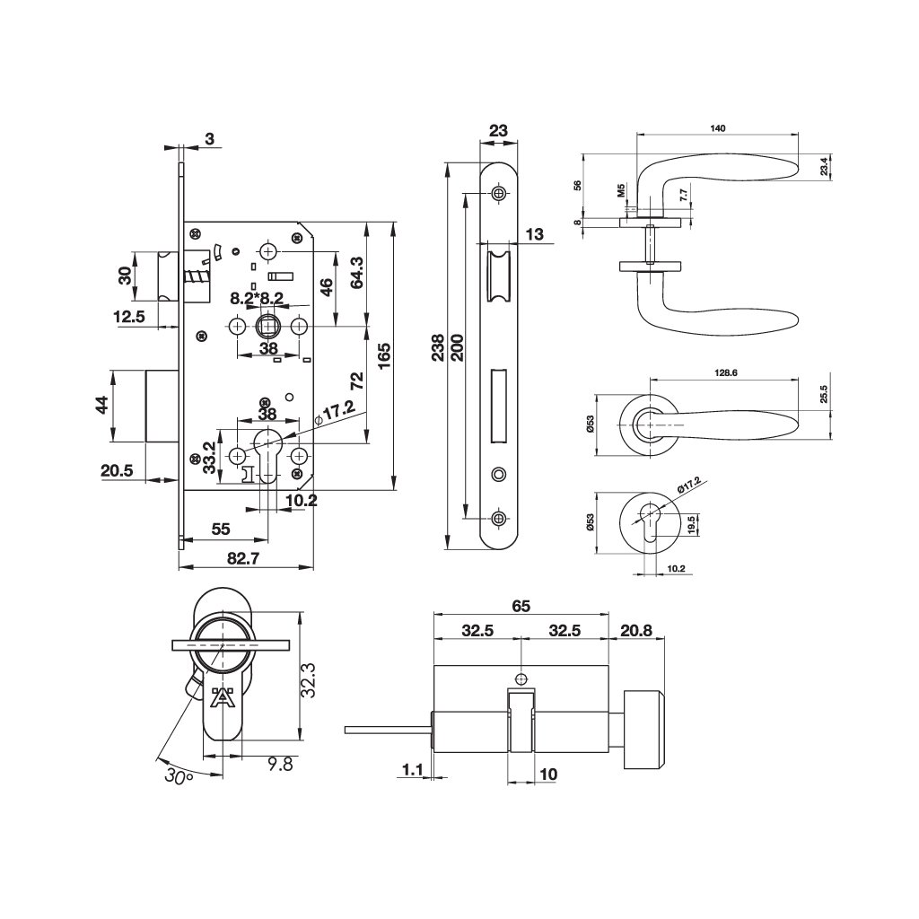 Bộ tay nắm nắp chụp tròn kiểu Oval