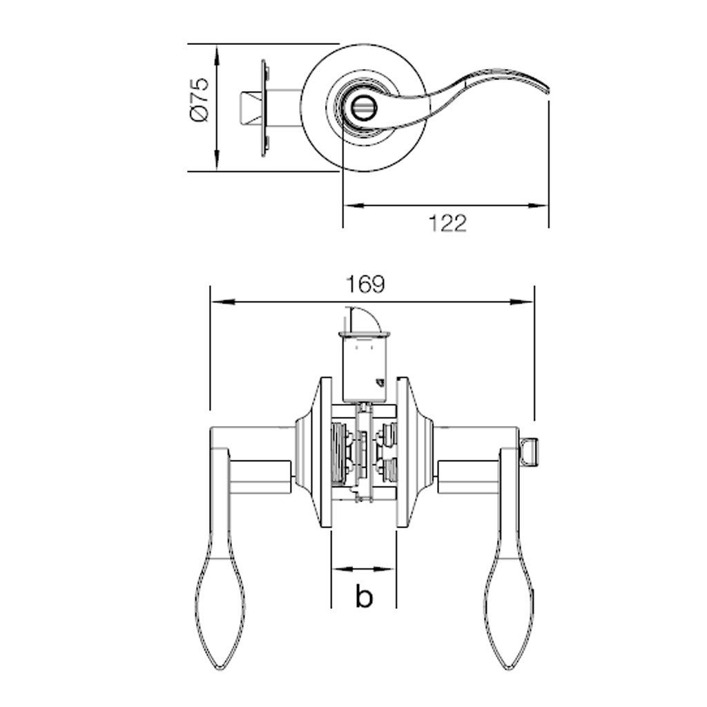 Bộ khóa tay nắm cửa toilet đồng bóng