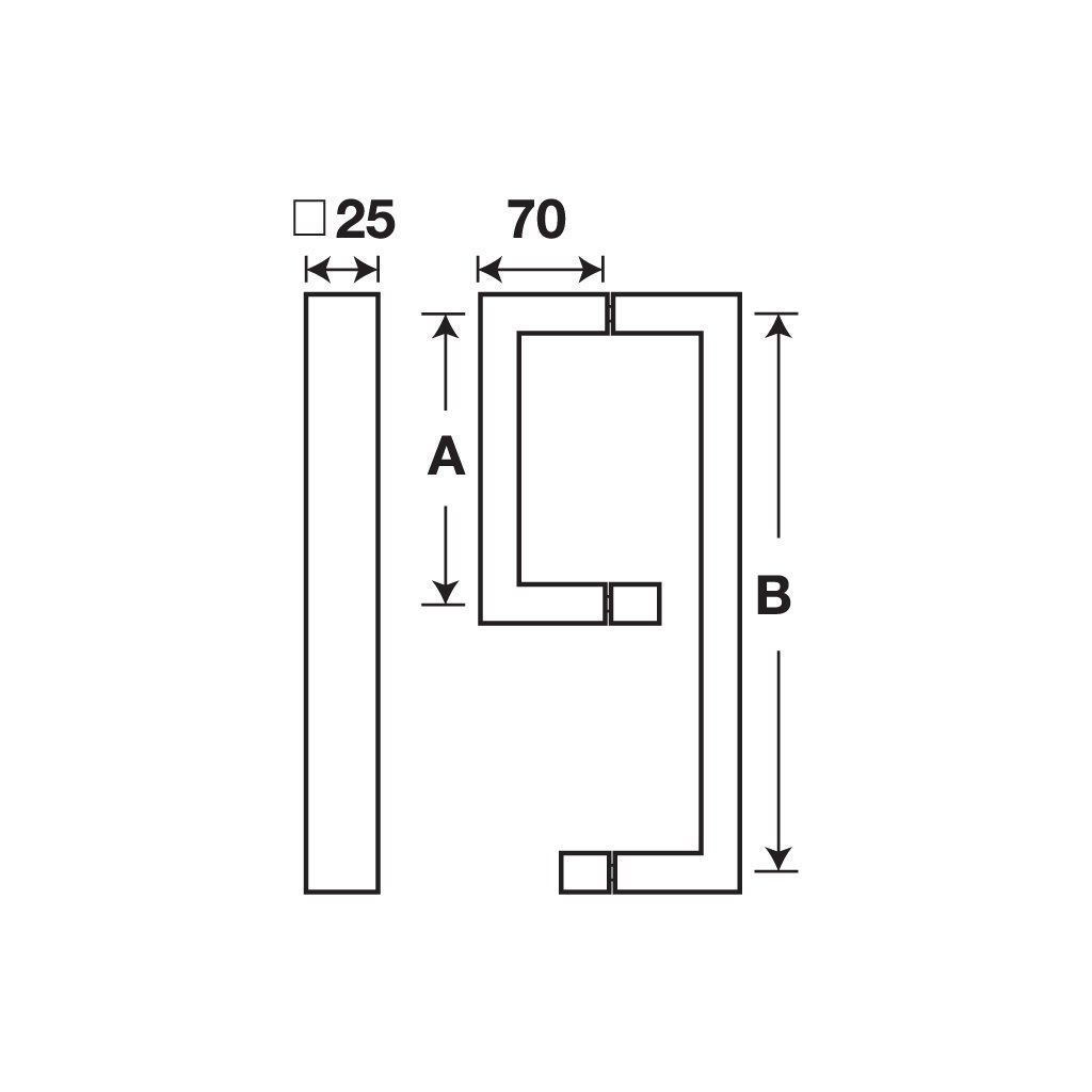 Tay nắm kéo vuông phòng tắm kính 200x450