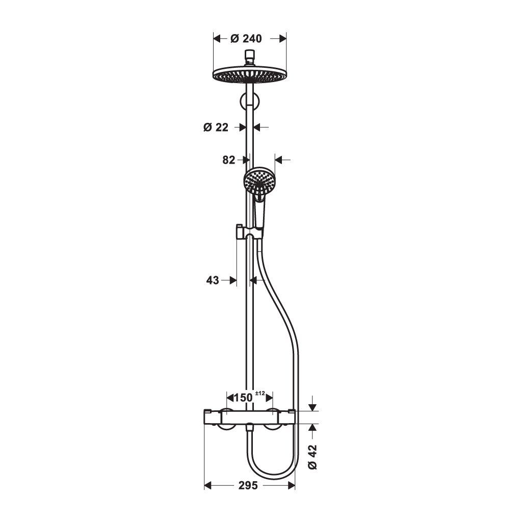Bộ thanh sen có bộ trộn điều nhiệt Crometta S