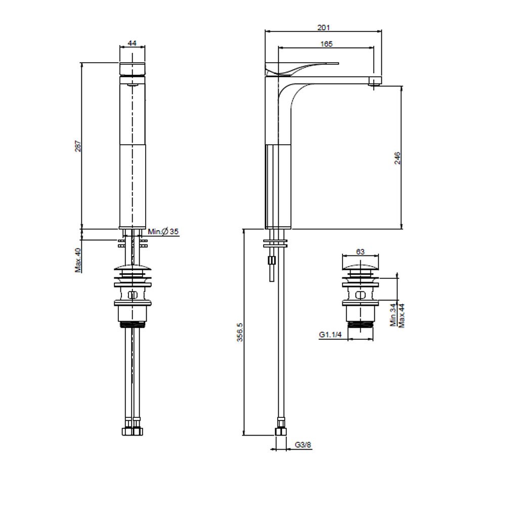 VÒI LAVABO 240 MÀU ĐEN MỜ