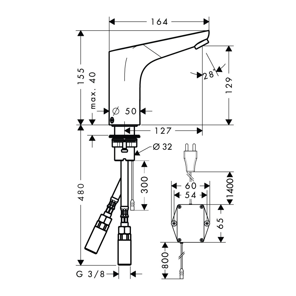 Vòi chậu rửa cảm ứng Focus, dùng điện 220V