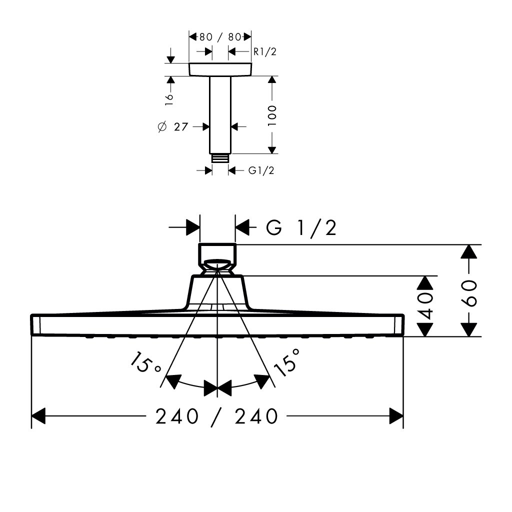 Sen đầu gắn trần Raindance Crometta E