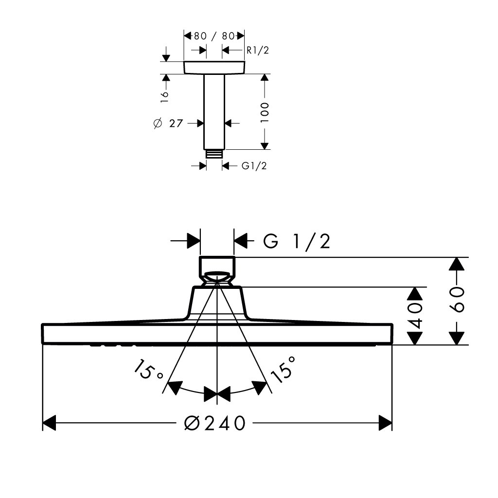 Sen đầu gắn trần Raindance Crometta S
