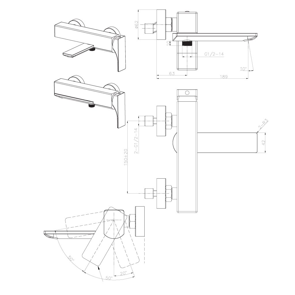 Bộ trộn bồn tắm lắp nổi REGAL