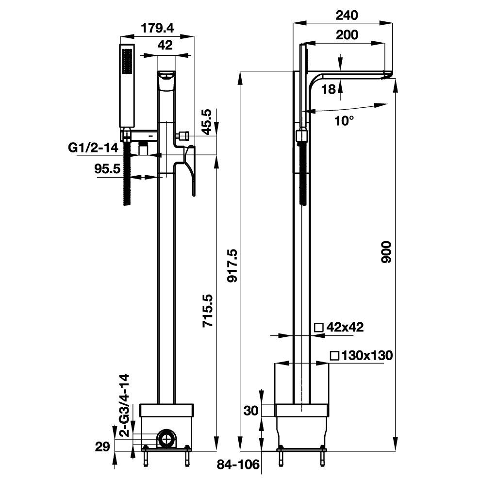 Bộ trộn bồn tắm đặt sàn REGAL