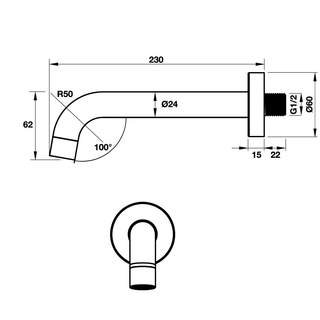 Vòi xả bồn tắm ACTIVE 230 mm