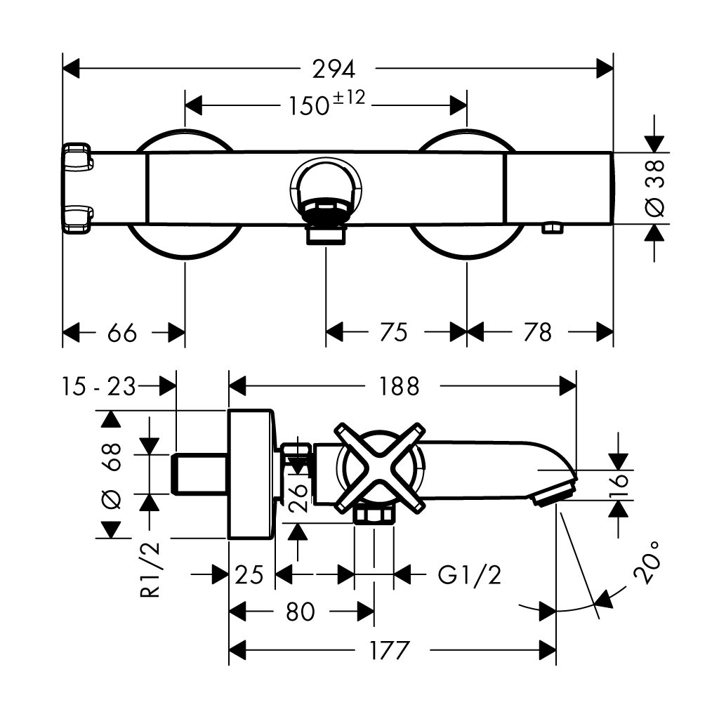 Bộ trộn bồn tắm có điều nhiệt AXOR Citerrio E