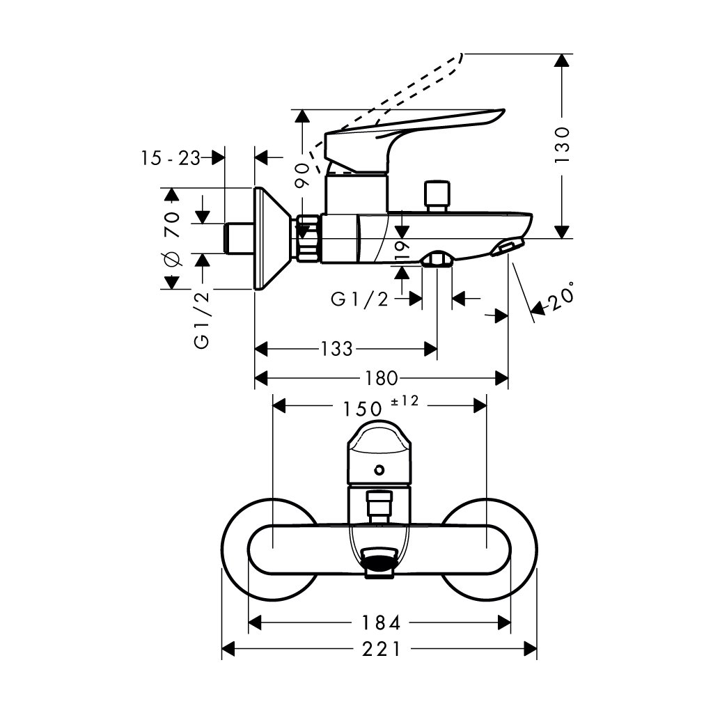 Bộ trộn bồn tắm Logis E