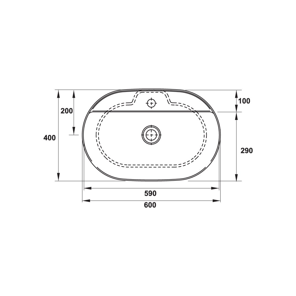 Chậu rửa đặt bàn Luv 600 x 400