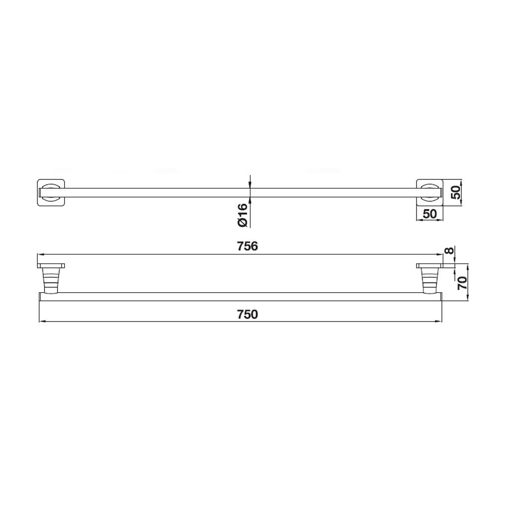 THANH TREO KHĂN ĐƠN 750MM MÀU ĐEN MỜ