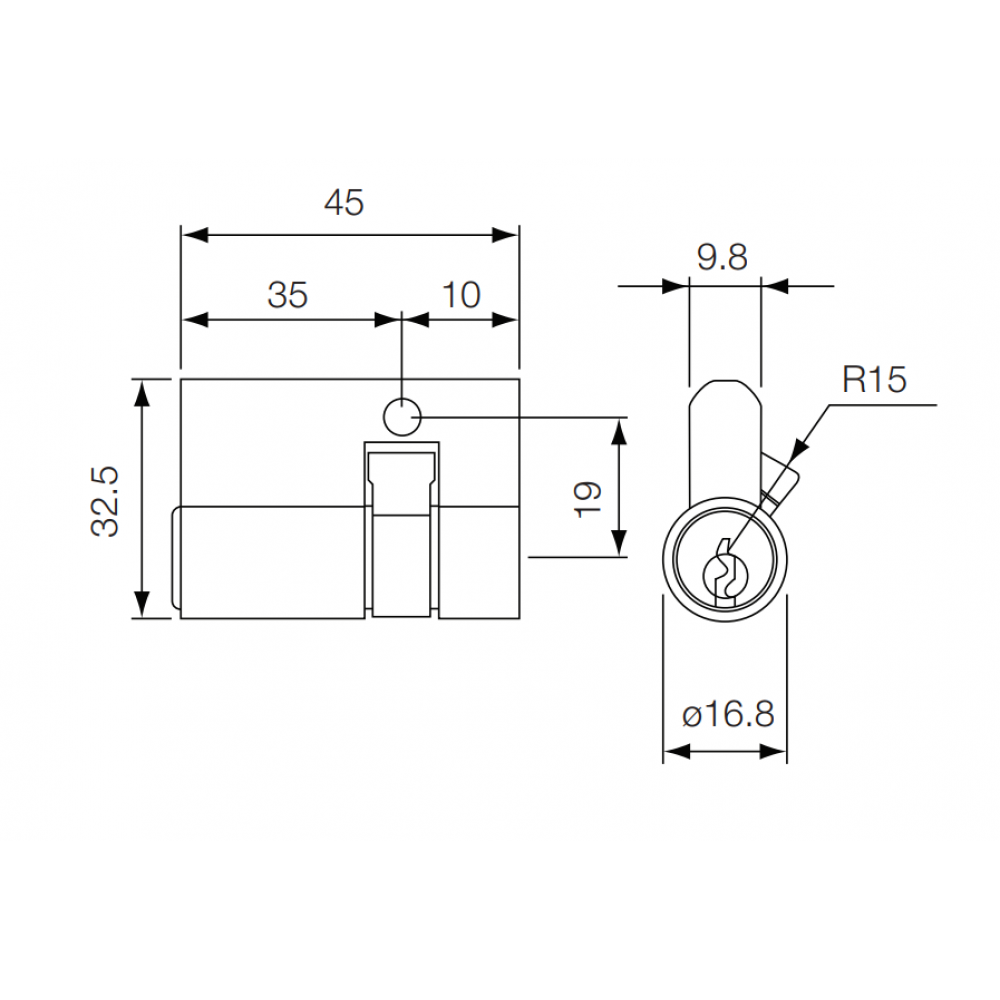 Ruột Khóa Yale 10-1001-0035-00-22-01 Một Đầu Chìa