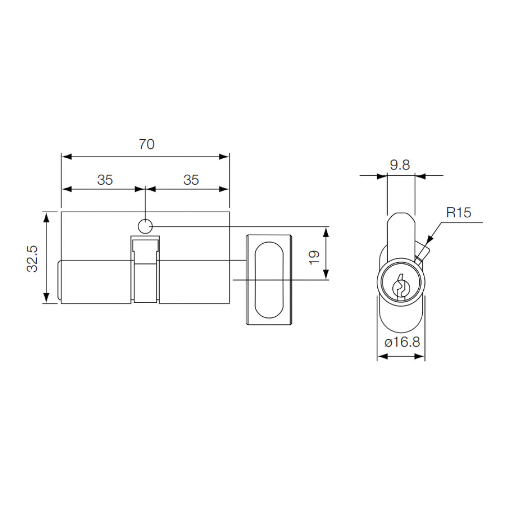 Ruột Khóa Yale 10-1003-3535-CK-02-01 Một Đầu Chìa Màu Đồng Bóng