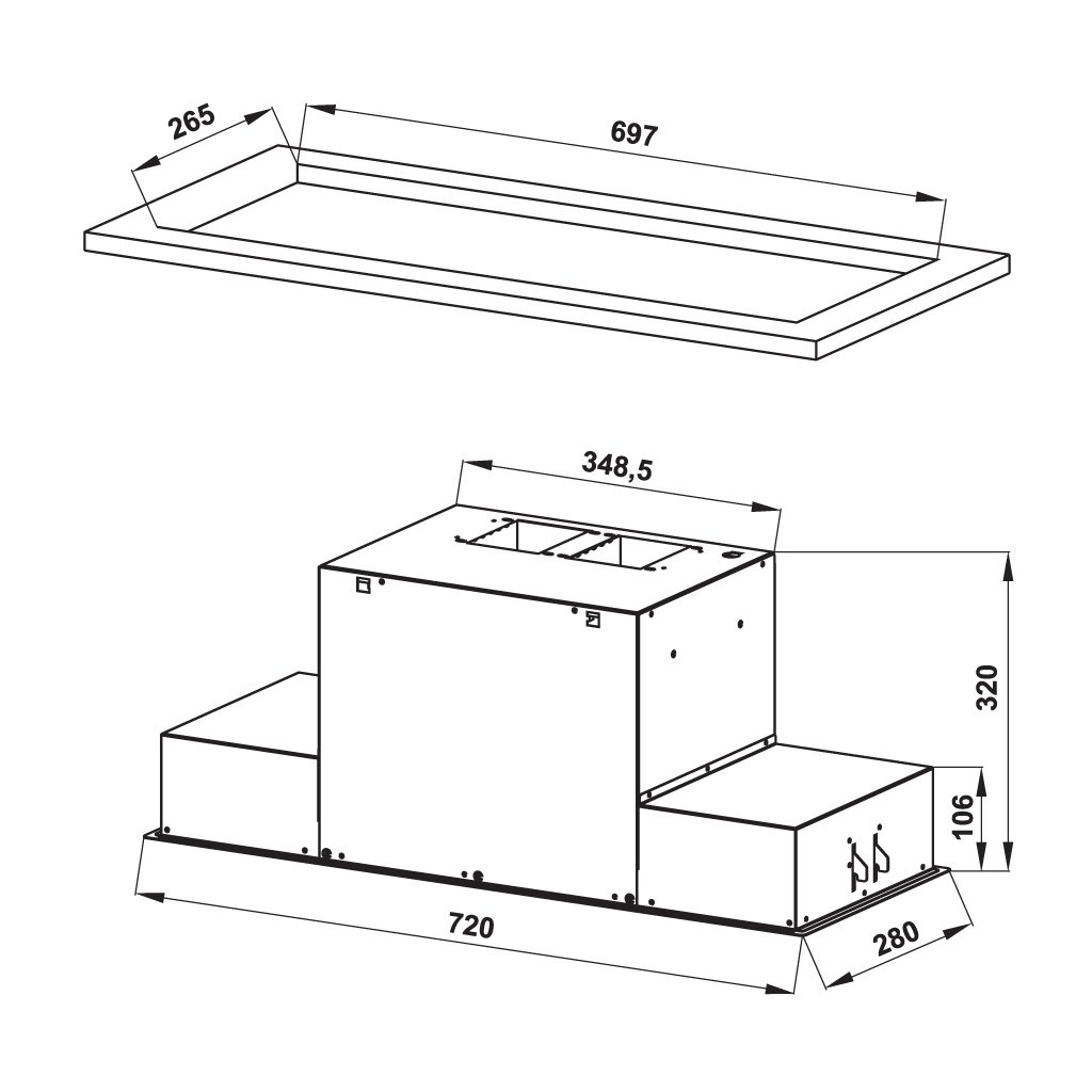 MÁY HÚT MÙI ÂM TỦ HH-BI72A