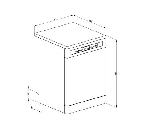 MÁY RỬA CHÉN ĐỘC LẬP, THÉP KHÔNG GỈ CHỐNG DÍNH, 12 BỘ ĐỒ ĂN, 60 CM LV612SVE