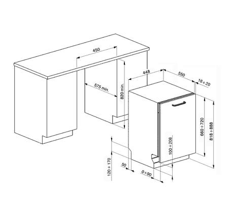 MÁY RỬA CHÉN LẮP ÂM TOÀN PHẦN, 45 CM, MÀU BẠC STA4523
