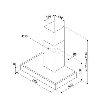 Máy hút mùi gắn tường 90cm, thép không gỉ KAT900HXE