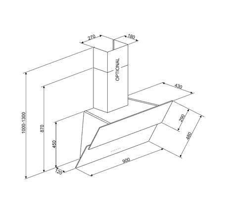 Máy hút mùi gắn tường 90cm, DOLCE STIL NOVO, KSVV90NRA