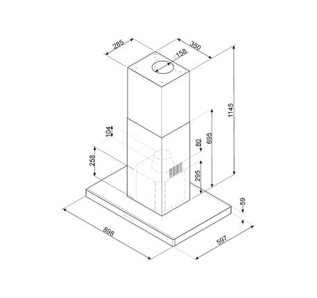 Máy hút mùi đảo 90cm, thép không gỉ KI90XE