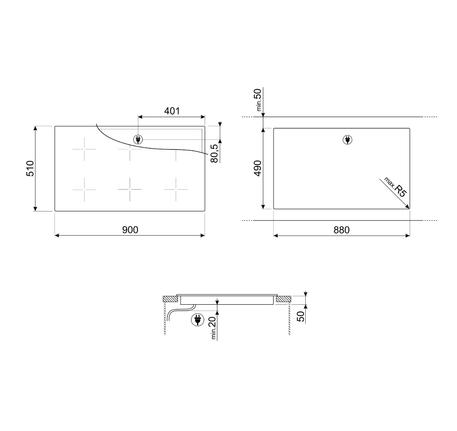 BẾP TỪ, 90CM, CẢM ỨNG, DOLCE STIL NOVO, ĐA VÙNG NẤU, MÀU HOÀN THIỆN: ĐEN VÀ ĐỒNG SIM693WLDR