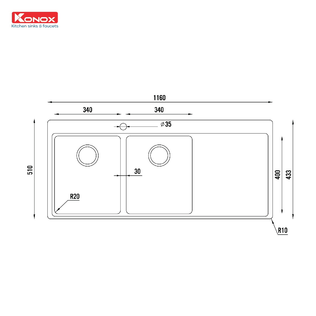 Chậu rửa bát Miro 1160