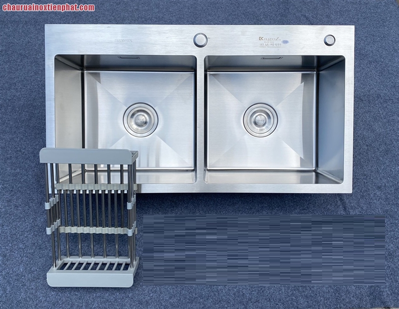 Chậu rửa bát hai hố inox 304 cân, lệch